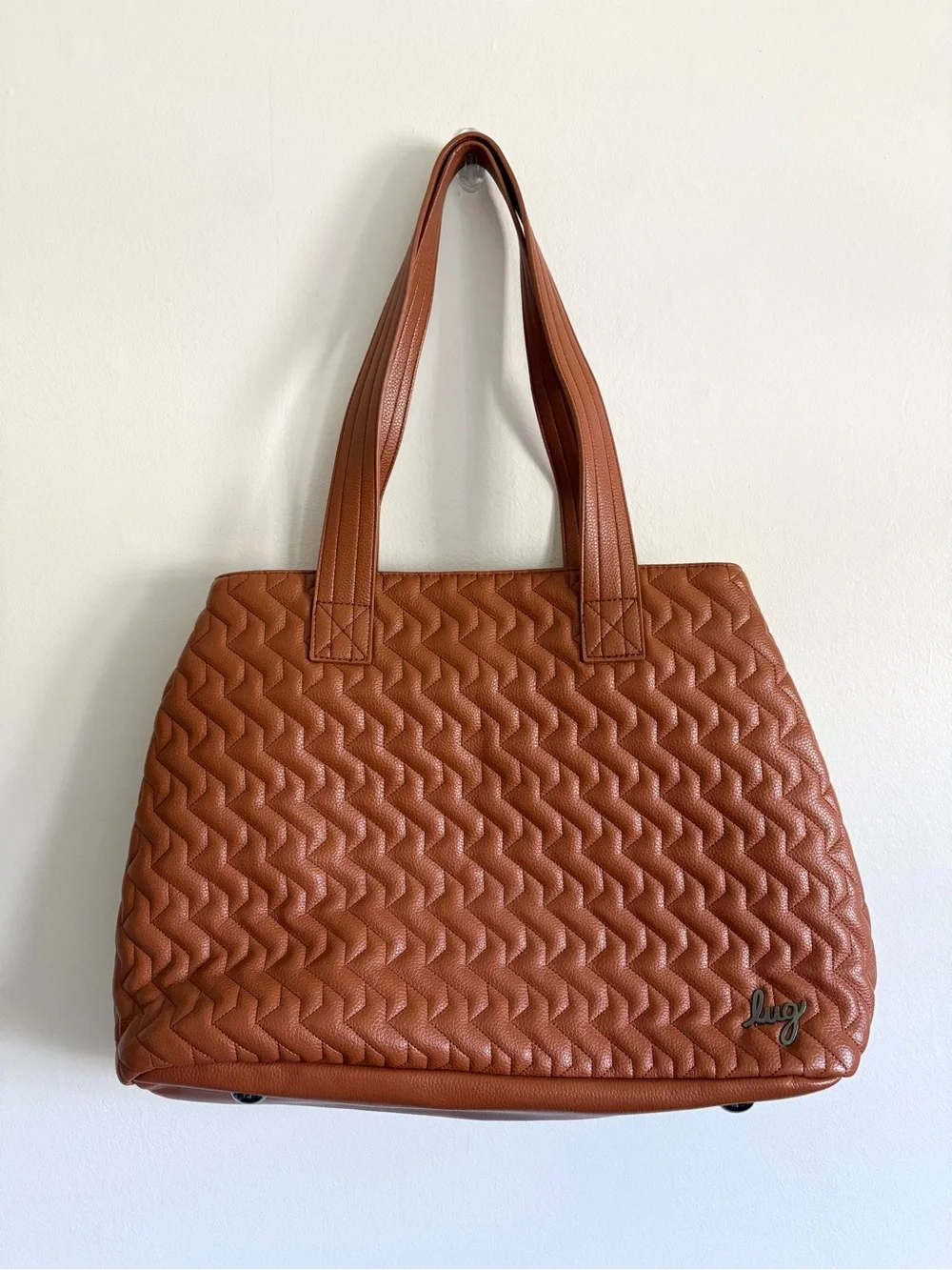 LuG Quilted Leather Tote Bag in Cognac